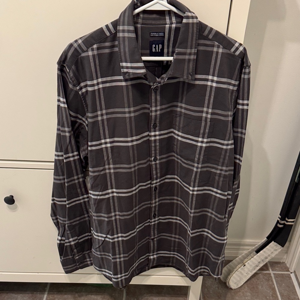 GAP Charcoal Plaid Shirt